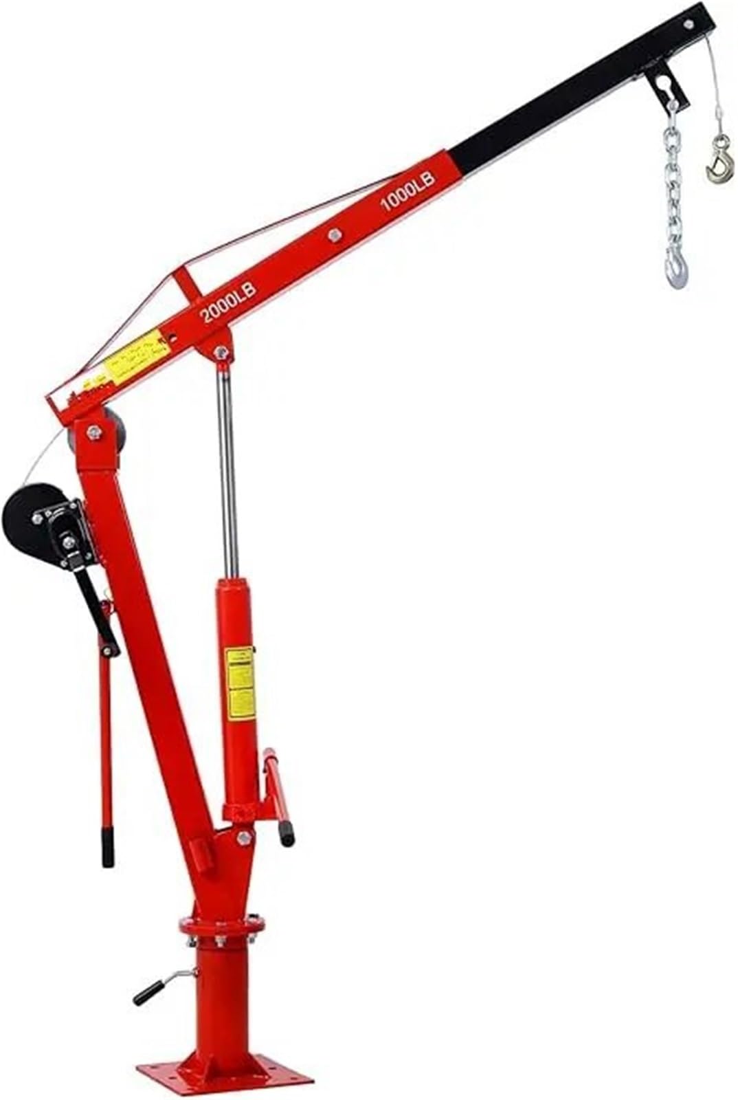 SDdPulse Lifting Tool Heavy Duty Truck Crane with Hydraulic Winch, Folding Trcuk Bed Crane for Engine Hoist, Engine Lift Electric Hoists,Black,Red