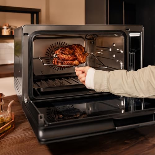 Cecotec Elektrischer Tischdampfbackofen 40L Bake&Steam 4000 Combi Gyro Advance. 2400W, Dampf, Konvektion und Heißluftfritteuse, 8 Funktionen, Selbstreinigungsfunktion, Drehspieß und 1,4L Tank