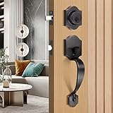 Tinewa Handleset with Lever,Single Cylinder Front Door with Deadbolt,Exterior Door Handle with Rever