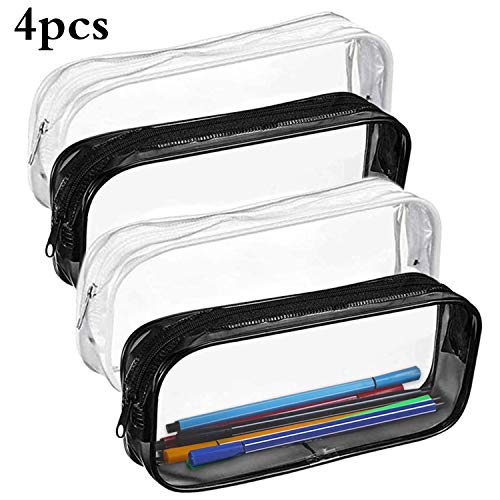 Preisvergleich Produktbild 4 Stück Durchsichtige Federmäppchen Schlampermäppchen Transparent Mäppchen Bleistiftbeutel Schulmäppchen Große Kapazität wasserdichte PVC Schulsachen Federtasche für Studenten Mädchen Jungen