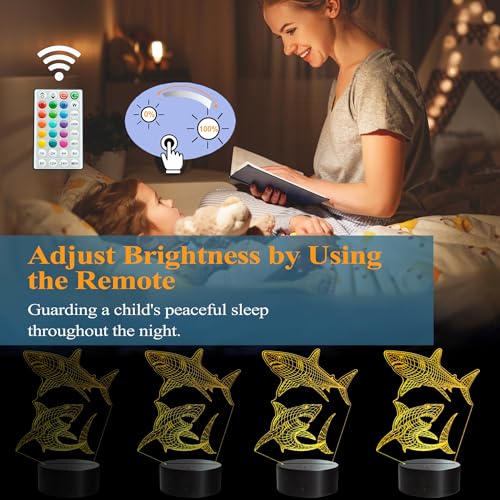 Image of Shark Gifts, Shark 3D Night Light, Underwater Gifts with 16 Colors Changing, Timer, 4 Flash Modes and Dimmable for Room Decor Boys Girls Birthday Xmas Cool Figurines Gifts