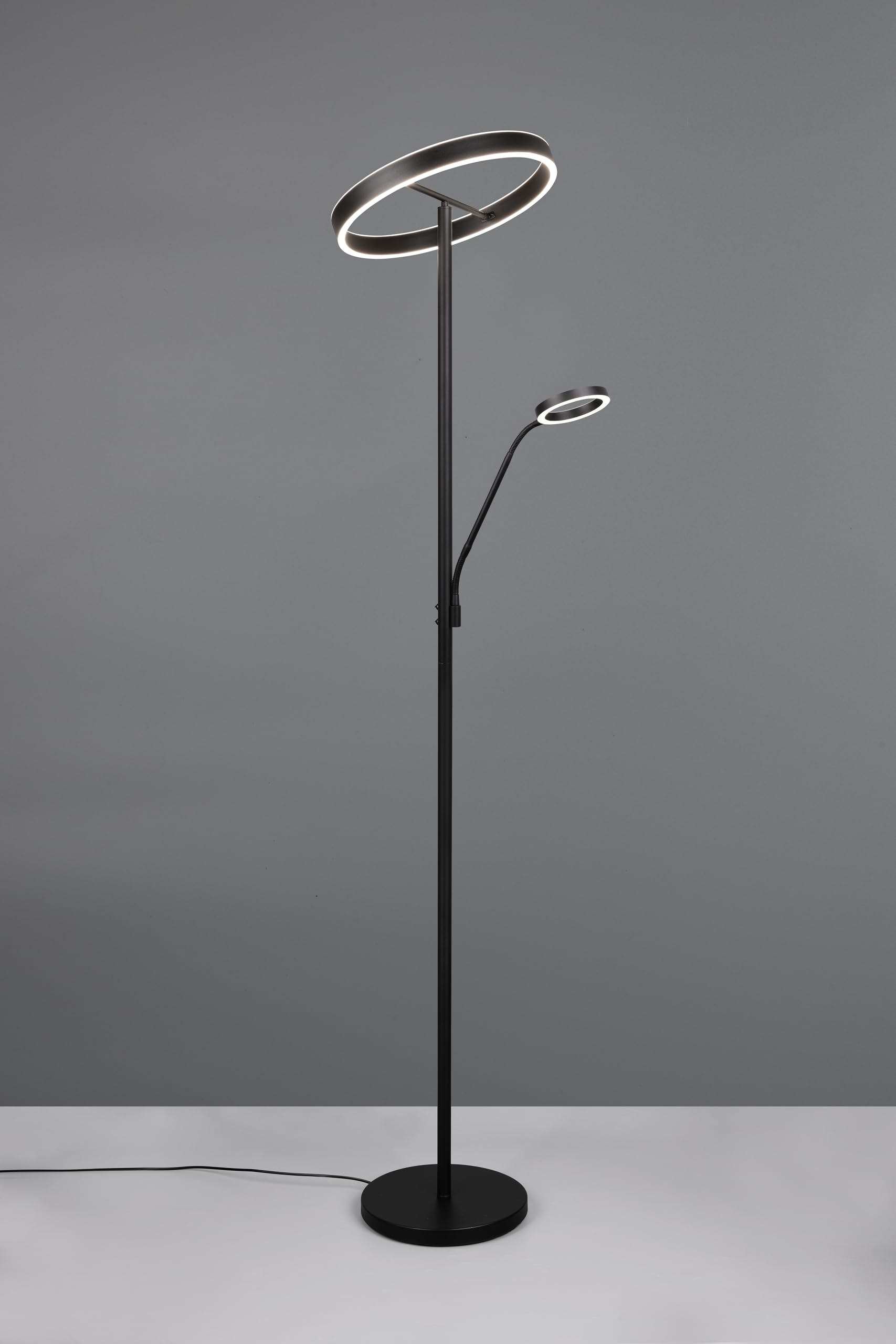 Trio Leuchten LED Stehleuchte Willis 449510232, Metall Schwarz matt, 39 + 5.5 Watt LED, Lichtfarbe einstellbar, dimmbar