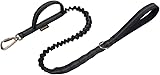 EXCELLENT ELITE SPANKER Hundeleinen Military Leash Dog Tactical Bungee Dog Leash Tactical Dog Leash Elastic Dog Rope Leads with 2 Control Handle(Schwarz Linie/Reflektierend)