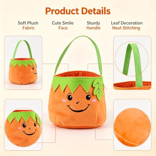 TINVSKQQKJ Halloween Pumpkin Baskets Trick or Treat Bags for Halloween Party Gifts,Halloween baskets candy buckets for kids - image 4