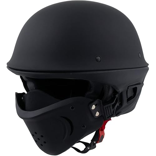 Milwaukee Helmets MPH9830DOT Rascal 3/4 Open Face Flat Black 2 in 1 Motorcycle Helmet Biker