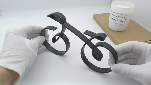 Escultura Bicicleta Minimalista de Alambre Negro miniatura 7