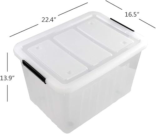 Miniatura 7 de Callyne Paquete de 4 cubos de almacenamiento de plástico transparente con tapa caja de almacenamiento de plástico grande de 42 L