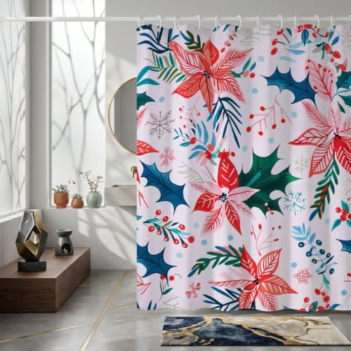 Rideau de douche 180x200 cm en tissu polyester imperméable lavable Fleur - 2