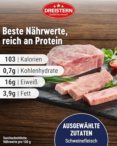 DREISTERN Eisbeinfleisch in feinem Aspik 200g I Ohne Speck & Schwarte I Herzhafte Spezialität in recyclebarer Konservendose I Lange Haltbarkeit dank natürlicher Konservierung I Hausmacher Qualität