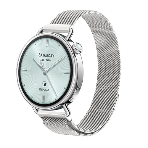 GIOPUEY Correas Compatible con Xiaomi Watch S4 41mm, Pulsera trenzada de acero inoxidable [magnético] Pulsera   Silver