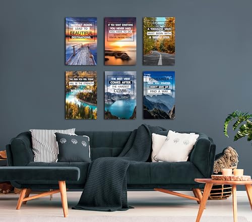 Motivational Quotes Motto，Inspirational Motivational Canvas Wall Art，scenery Painting，Modern Wall Art Suitable for Library, Office,Living ，Home，Gym Deco，Tabletop/Hanging| 6-pack(38x58cm) Framed by SGGYEFOK - Used condition - Image 5