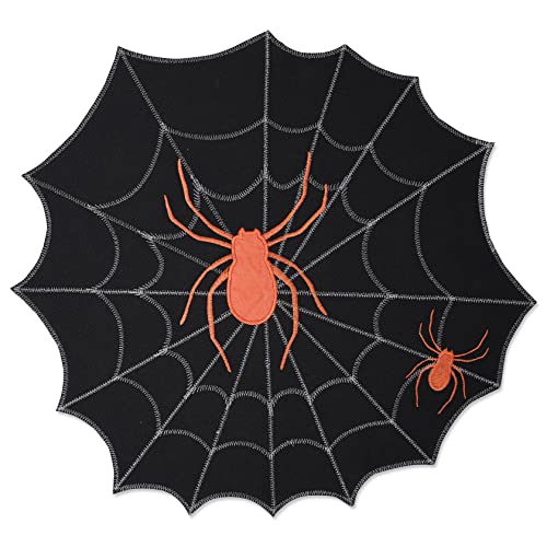 Pillow Perfect Indoor Halloween Spider Web Placemat Set, 16" X 15", Black, 2 Count #TOP21