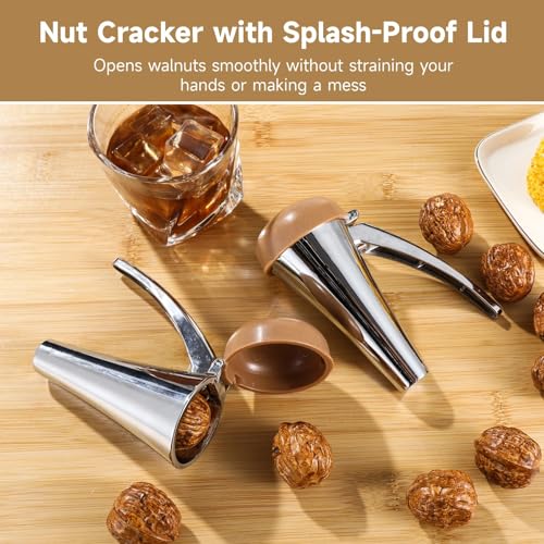 Set of 2 Nut Crackers with Splash-Resistant Lid, Sturdy Zinc Alloy Tool, Extended Leverage & Spring Return Design for Clean Nut Cracking - Image 3