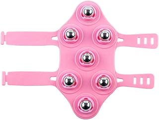 Handheld Roller Ball Full Body Massage Tool Hand Glove Shaped Deep Tissue Massager, with 7 360 Degree Magnetic Roller Balls, Suitable for Relieving Body of Muscle Strain Pain Pink