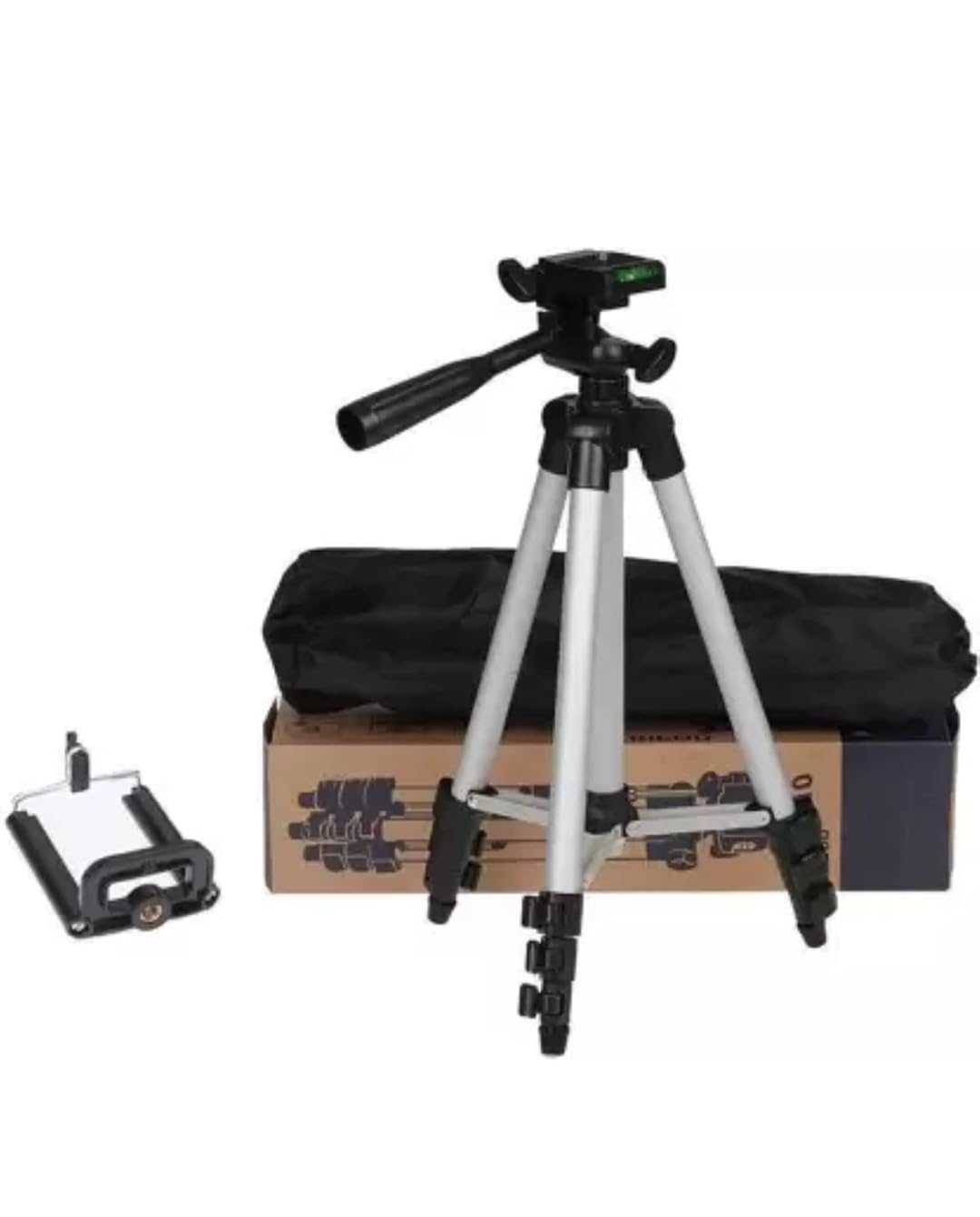 MGS Adjustable Aluminium Alloy Tripod Stand Holder for Mobile Phones & Camera, 360 mm -1050 mm, 1/4 inch Screw + Mobile Holder Bracket