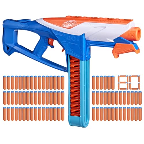 Nerf N Series Infinite Blaster und 80 präzise N1 Darts, Spannschlitten für Präzision und abnehmbares Gurtmagazin, für fortgeschrittene Spieler ab 8 Jahren