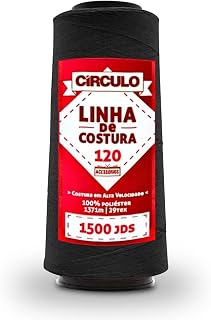 Linha Para Costura 120 Reta Poliéster 1500 Jardas Círculo - 1371m (325 - PRETO)