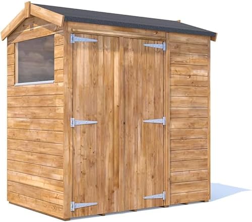 Dunster House Wooden Garden Shed 6' x 4' (1.8 x 1.2m) Outdoor Storage with 15mm Tongue & Groove Thick Walls & Apex Roof & Window, Fully Pressure Treated Timber, Overlord Modular