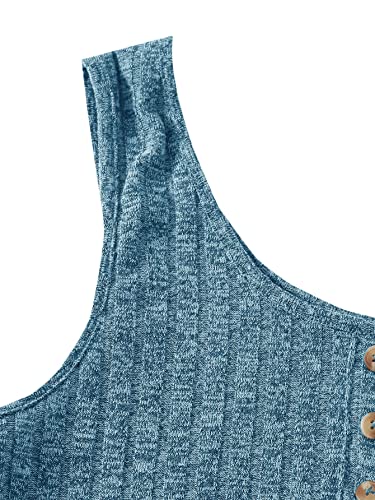 Image of SOLY HUX Women's Button Front Ribbed Knit Tank Top and Shorts Pajama Set Sleepwear Lounge Sets