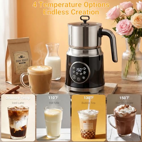 XQDCZR Milk Frother,Variable Temp and Froth Thickness,27oz/800ml Milk Steamer and Frother for cappuccino or Latte,Dishwasher Safe,6-in-1 Frother Machine,Fast Heating,Low Noise by XQDCZR - Image 5