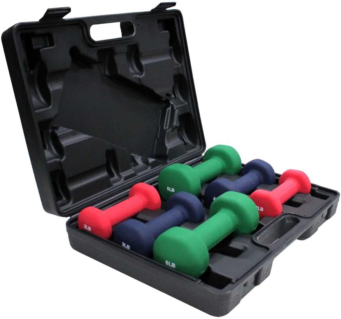 Ader Neoprene Dumbbell Set 2,3,5Lb (3 Pairs) with Compact Portable Dumbbell Case