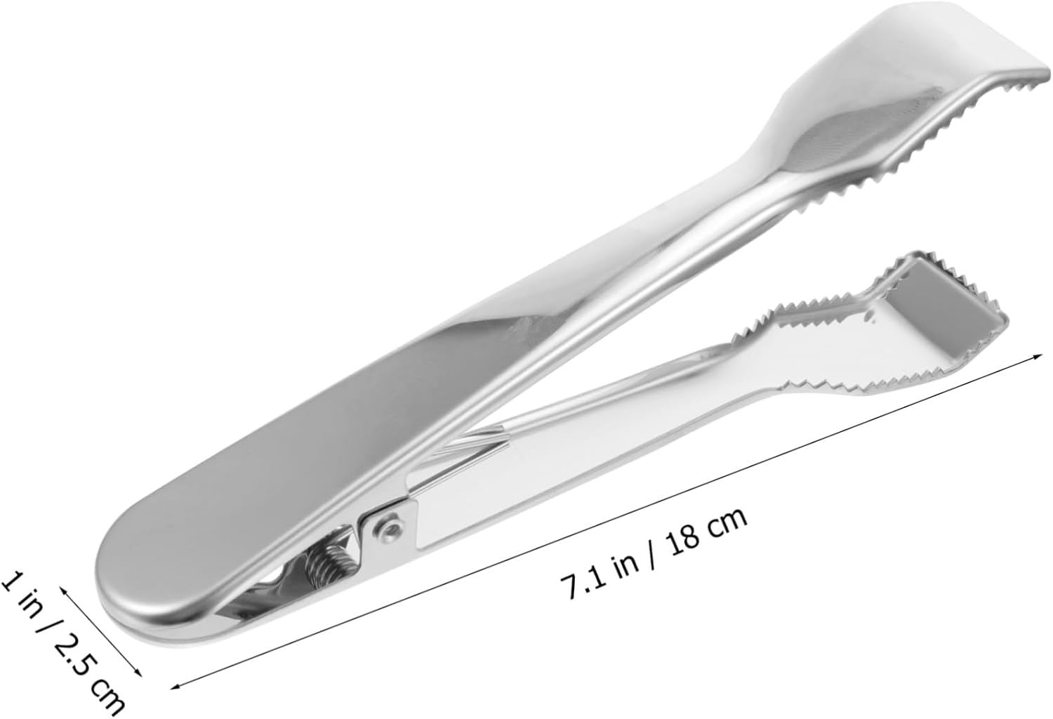Multifunctional Stainless Steel Ice Clip with Tooth Food Serving Tongs for Ice Cubes Salad and Bbq Comfortable Grip Mirrored Finish Spring Design
