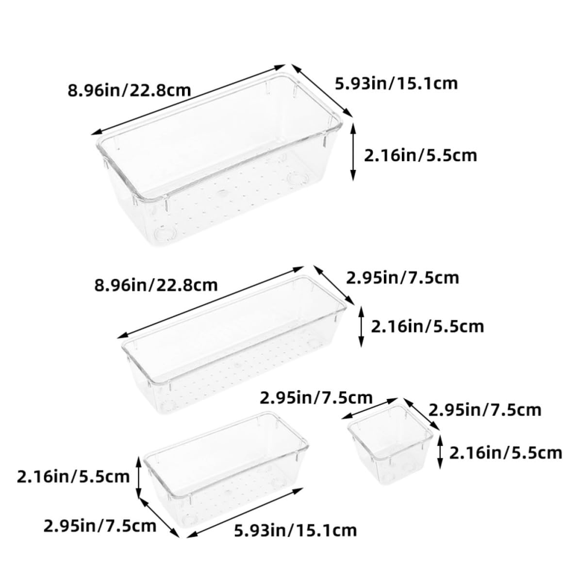 Caja de Almacenamiento para Cajones Transparente Pet 15 Piezas