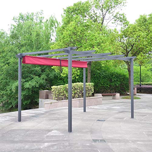 ALEKO Aluminum Patio Retractable Pergola | Outdoor Canopy | Grape Trellis Pergola | Canopy Pool Garden Gazebo | 13 x 10 Ft | Burgundy | PERGBURG10X13 - Image 3