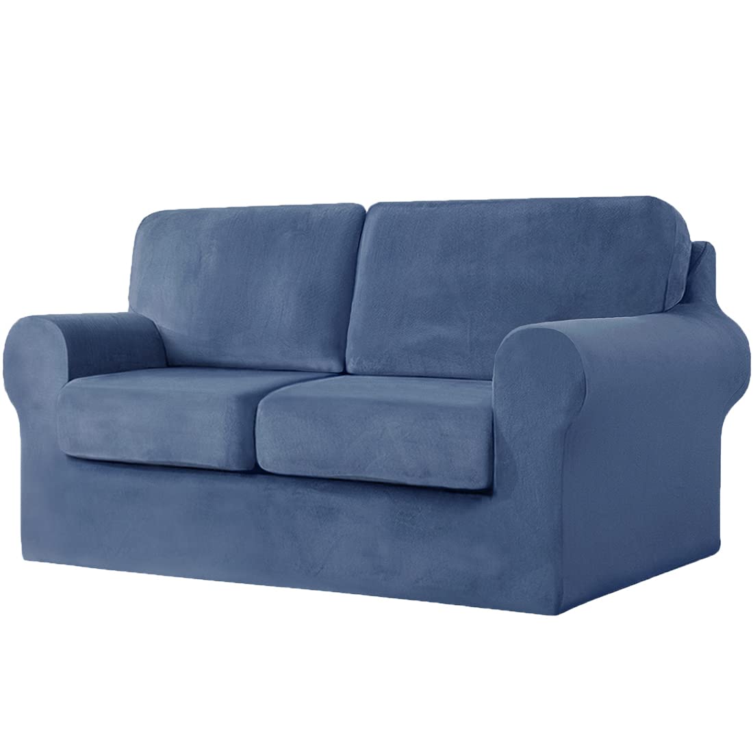 vctops 5 Pieces Stretch Armchair Sofa Cover for 2 Seater Couch Soft Washable Sofa Slipcover with Individual Backrest and Cushion Covers for Kids Cats Dogs (ST Blue,2 Seat)