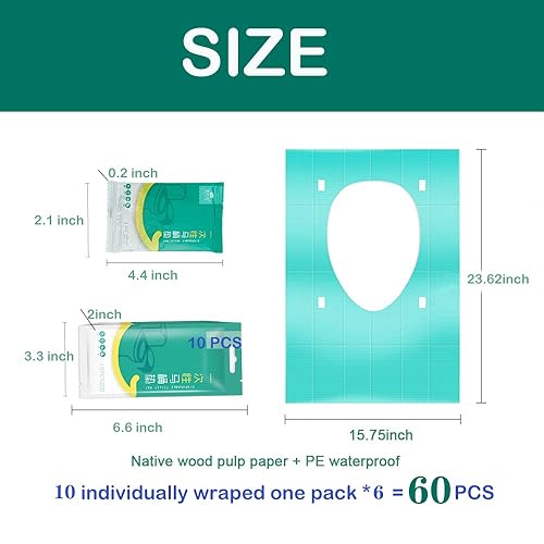 Miniatura 9 de Ditind Fundas de asiento de inodoro desechables, 30 fundas de asiento de inodoro para accesorios de viaje (15.8 x 23.6 pulgadas), fundas de película