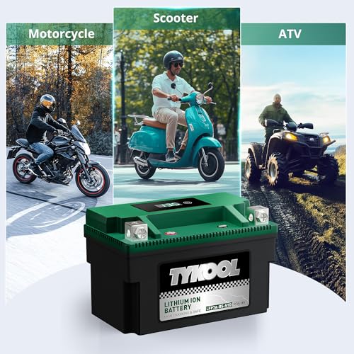 Image of TYKOOL LFP7A-BS-STD Lithium Battery, Replaces YTX7A-BS, 180CCA 3Ah Fits for Motorcycle ATV Scooter, Compatible with Kymco Agility 125 SYM Fiddle II GY6 150cc Moped, Smart Digital Readout, [+ -]