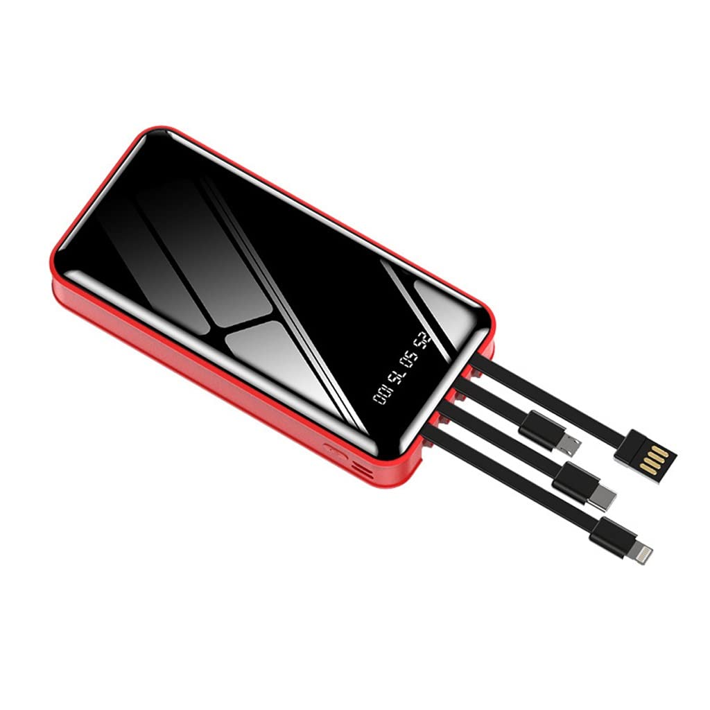 Samodzielny power bank o dużej pojemności Mobilny przenośny power bank (Color : Red, Size : 30000mAh)