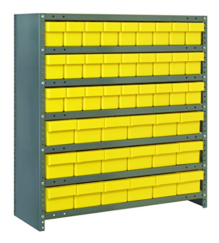 Quantum Storage Systems CL1839-624YL Closed Shelving System with Super Tuff Euro Drawers, 18 QED602 and 27 QED604 Shelf Bins, 18