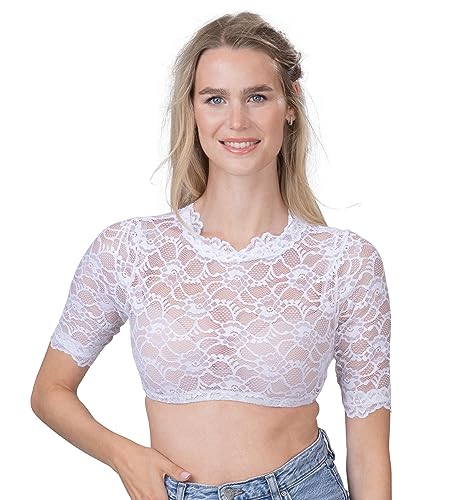 Schöneberger Trachten Couture Damen Dirndlbluse hochgeschlossen aus...
