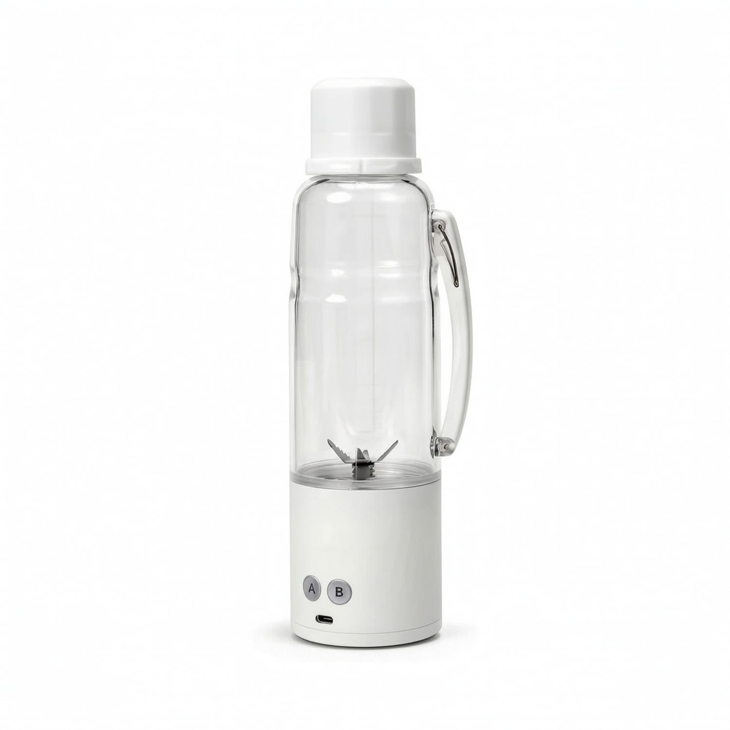 Rechargeable Portable Juicer Cup with Handle Compact Electric Juicer Cup Handheld Personal Blender While Traveling Lid Wireless for Travelers, Commuters, Students, Gym, Office, Kitchen, White-image-42