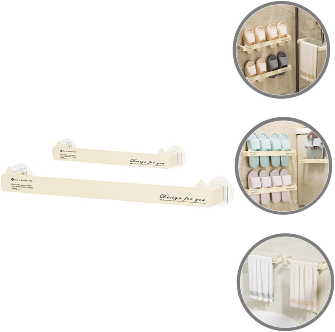 Slippers Storage Shelf Wall Mounted 2 Piece ABS Punch Free Organizer