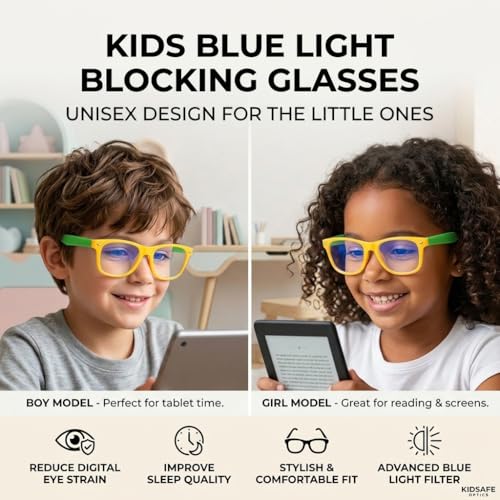 Image of Kids Blue Light Blocking Glasses Rectangle Digital Boys Girl Age for 5-12