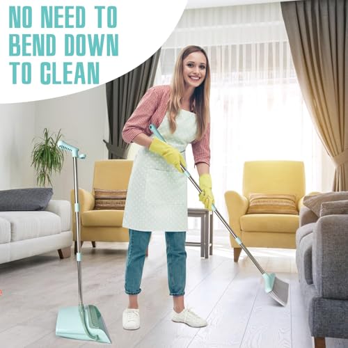 image for XXXFLOWER Broom and Dustpan Set with Cleaning Teeth, 55