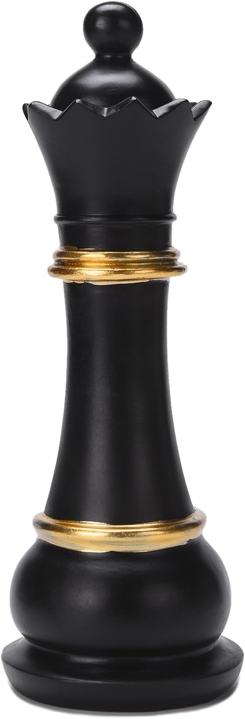 BRABUD Chess Queen Statue Resin 9.8'' Tall Chess Decor Piece Sculpture Home Office Study Party Decoration Black TQGJBS634