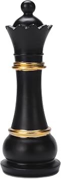 BRABUD Chess Queen Statue Resin, 9.8in Tall, Black