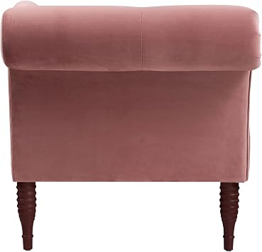 Jennifer Taylor Home Samuel Tufted Roll Arm Chaise Lounge, Ash Rose Pink Velvet