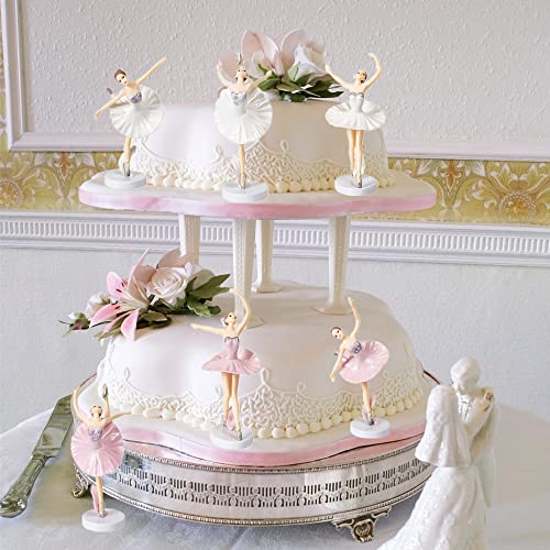 Uoeo 6 Pcs Ballet Girl Cake Topper - Dancing Ballerina Girl Figurine Cake Decorations Pink Cake Toppers For Ballet Girl Baby Shower Birthday Party Wedding Decoration #TOP5
