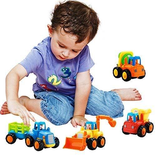 TOYIQ Unbreakable Farm and Construction Toy Vehicle Set - Friction Powered Automobiles - Set of 4 - Tractor, Bulldozer, Cement Mixer Truck, Dumper - Color As Per Stock 1