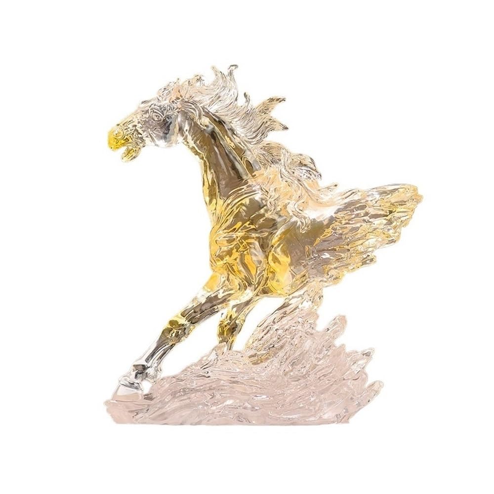 WQQYU6HKF Table Decorations Horse Ornaments Office Chinese Style Living Room TV Cabinet Wine Decorations Art Statue(Yellow)