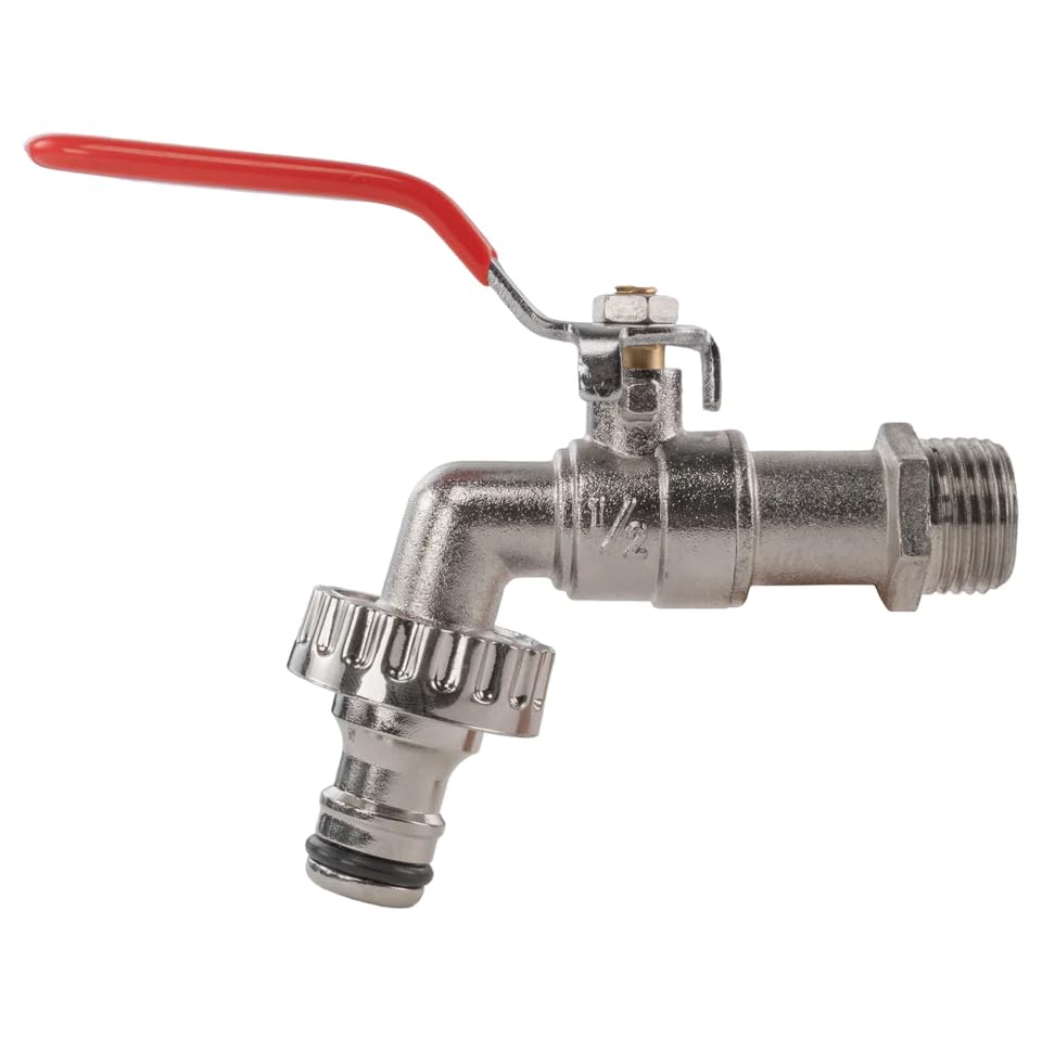 Garden Outside Tap 1/2 & 3/4 Quick Connector Hose Plug Various Models Lever (Lever tap (Quick Connector), 1/2") — image 1