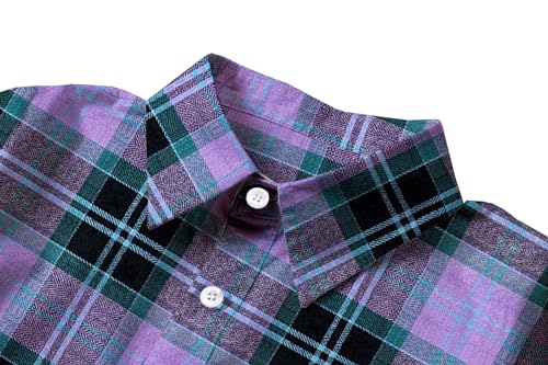 Image of SANGTREE Women and Girls Long Sleeve Flannel Casual Button Down Plaid Shirt