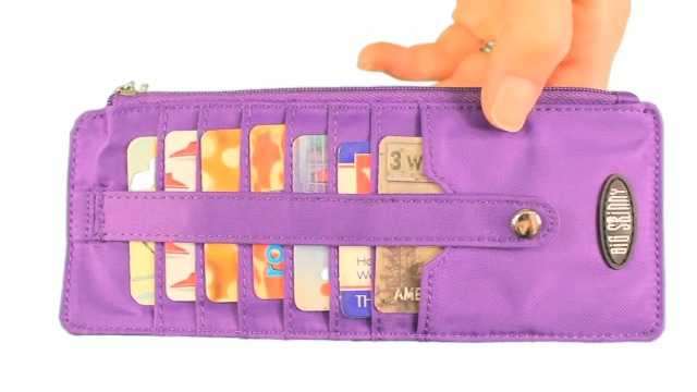 Big Skinny Women's Jaguar Slim Wallet – Holds 25+ Cards, Magnetic Closure, RFID Protection, Nylon Microfiber - View #4