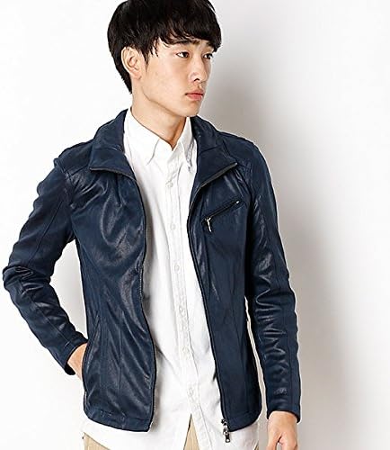 Amazon シュリセル Schlussel フェイクレザーライダースbz ネイビー L コート ジャケット 通販