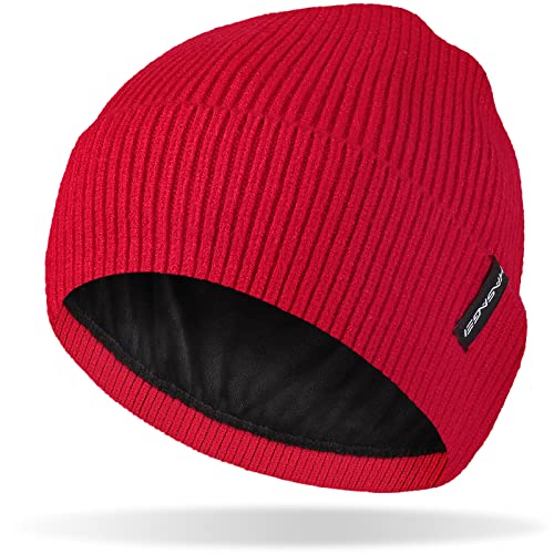 HASAGEI Mössa herr dam, stickad mössa dam, vintermössa mössa med fleecefoder, mode stickad mössa, termounisex vintermössa för utomhussport, resor, skidåkning, löpning, cykling, fest, röd, En Storlek