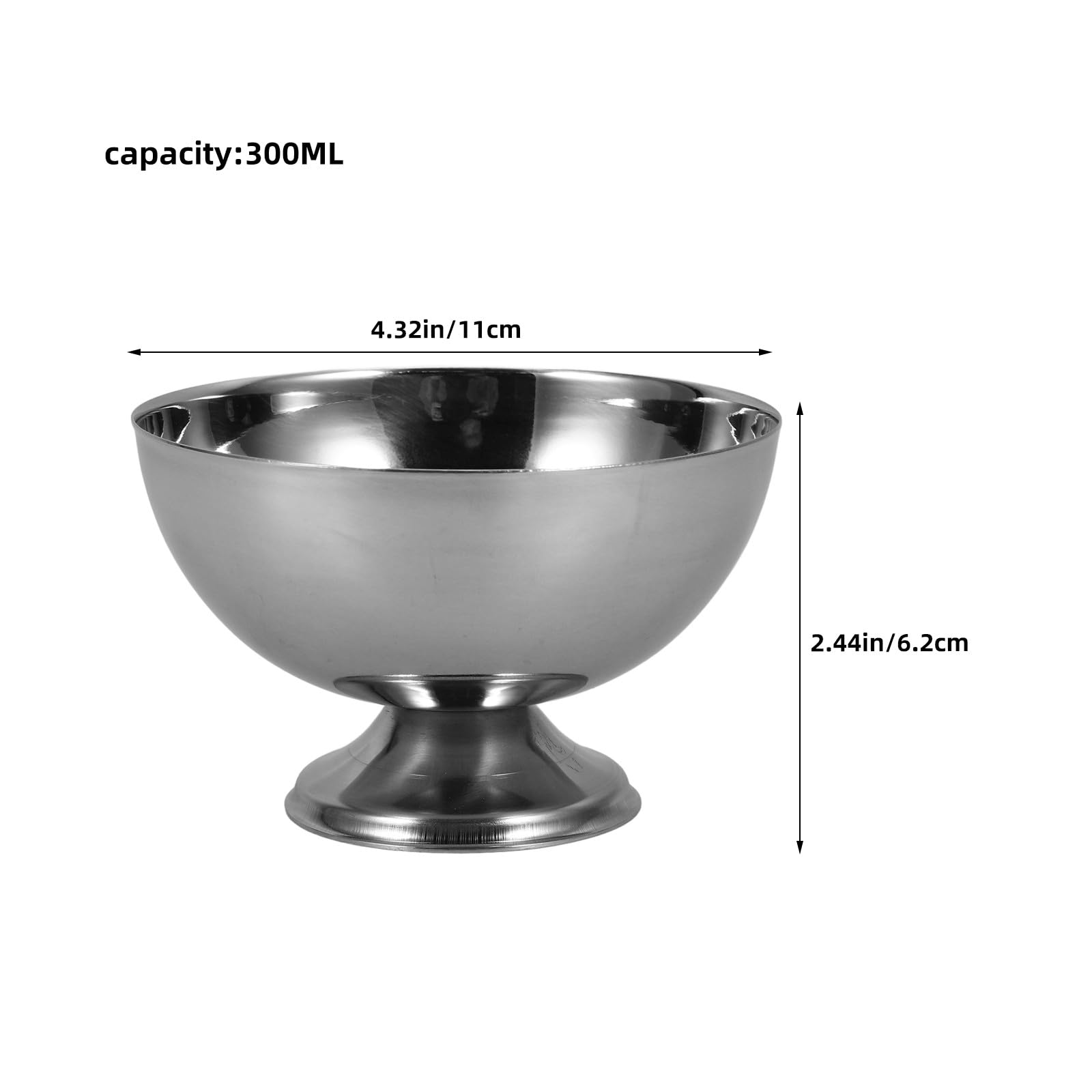 SHINEOFI Eisbecher, 6 Stück, 300 Ml, Edelstahl-dessertbecher mit Gabel, Salatschüssel, Eisbecher mit Fuß für Eiscreme, Joghurt, Süßigkeiten, Snacks, Obst, Kuchen – Party, Zuhause, Restaurants